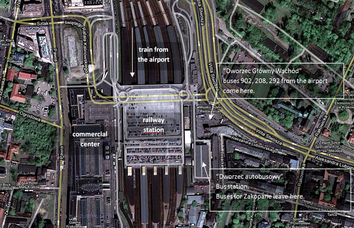 Krakow railway station map